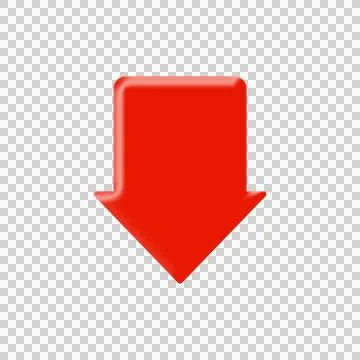 Red arrow pointing downwards direction sign symbol png Stock Illustration