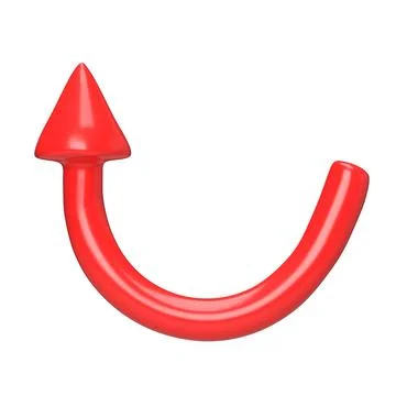 Red arrow pointing left and above. Realistic 3d design In plastic cartoon style Illustrazione stock