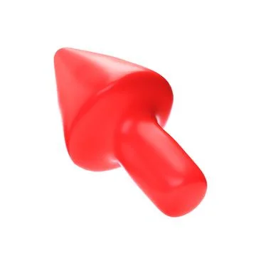 Red arrow pointing left and above. Realistic 3d design In plastic cartoon style Ilustración de archivo