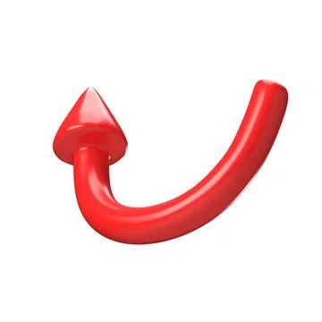 Red arrow pointing left and above. Realistic 3d design In plastic cartoon style Ilustración de archivo