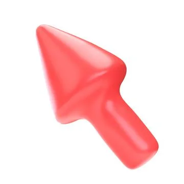 Red arrow pointing left and above. Realistic 3d design In plastic cartoon style Illustrazione stock