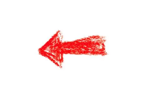 A red arrow pointing left on a white background. Stock Photos