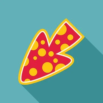 Red arrow pointing left with yellow polka dots and long shadow Stock Illustration