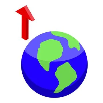 Red arrow pointing up over planet earth globe Ilustración de archivo
