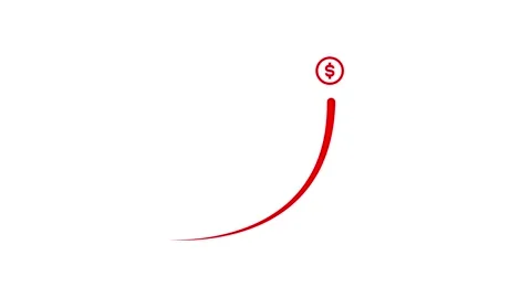Red arrow pointing upwards with dollar sign coin increasing value business .. Stock Footage 333032245