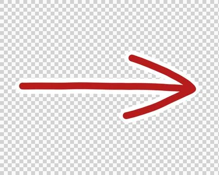 Red arrow right illustration on transparent background Stockillustratie