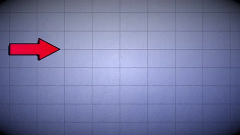 Red arrow scrolling down blue textured grid Stock Footage 148794006