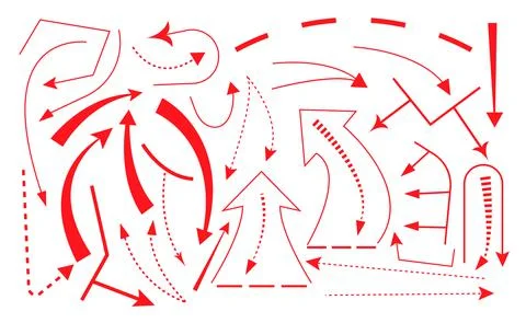 Red arrow set vector. Arrows signs for military map. ursor of troop movements Stock Illustration