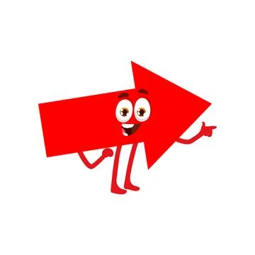Red arrow shape character, math, geometry figure Stock Illustration
