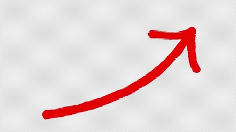 Red arrow shape drawing animation showing upward growth progress on dark bl.. Stock Footage 338020082
