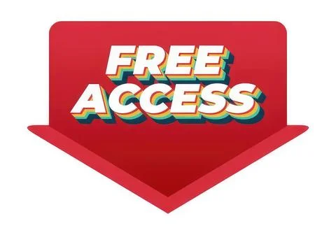 Red arrow sign with free access text in bold colors Stock Illustration