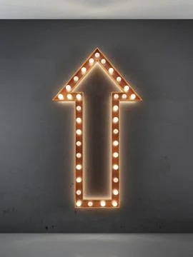 Red arrow sign in interior Stock Illustration