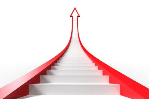 Red arrow with steps graphic Stock Illustration