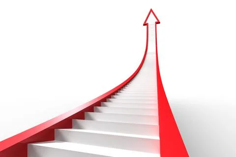 Red arrow with steps graphic Stock Illustration