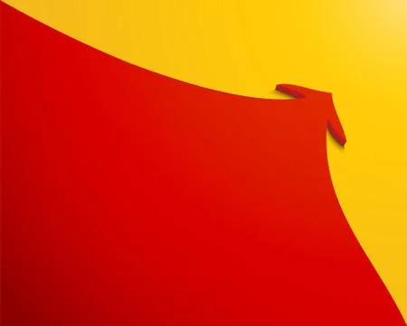 Red arrow with a stroke on yellow background Stock Illustration