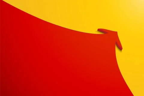 Red arrow with a stroke on yellow background Stock Illustration