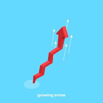 Red arrow swiftly rising graph on a blue background, isometric image Stock Illustration