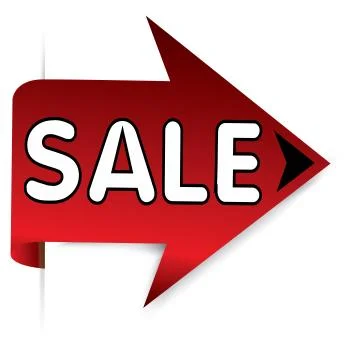 Red arrow with text 'sale' - vector illustration Stock Illustration