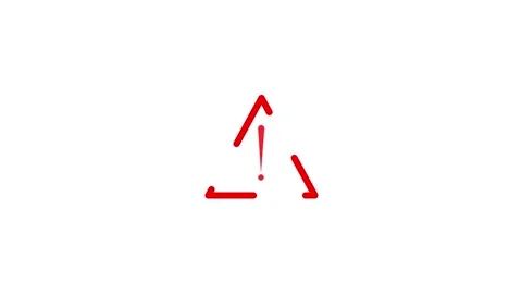 Red Arrow Upward Movement Exclamation Mark Alert Warning Symbol Minimalist .. Stock Footage 340123609