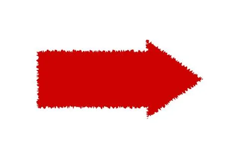 Red arrow vector pointing right with a rough textured edge イラスト素材