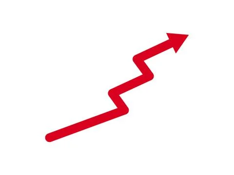 Red arrow vector pointing upwards indicating growth Stock Illustration