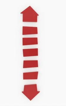 Red arrow vertical graph on white background Stock Illustration