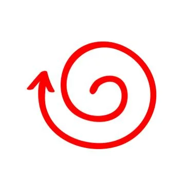 Red arrow vortex sign, from inside direction, and icon for web button helix Stock Illustration