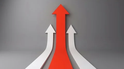 Red arrow with white arrows UP Stock Footage 72945521