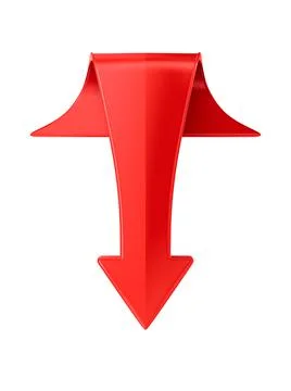 Red arrow on white background. Isolated 3D illustration 스톡 일러스트