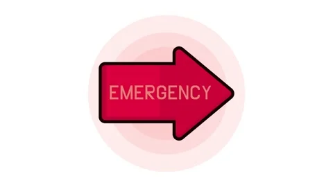 Red arrow on white background with pulsing circle indicating emergency, a d.. Stock Footage 334267646