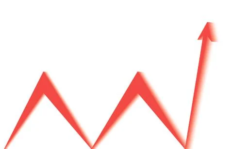 Red arrow on white background, tends upwards Stock Illustration