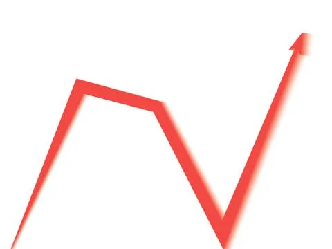 Red arrow on white background, tends upwards Stock-Illustration
