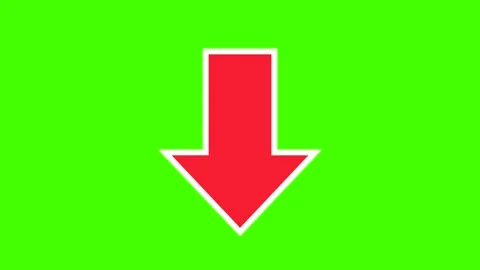 Red arrow with white edge points downward, background chromakey, green screen Vidéo 333626855