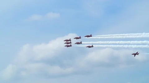 Red Arrows airplanes Stock Footage 65442670