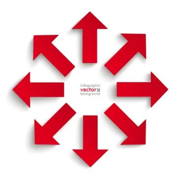 Red arrows all directions Ilustración de archivo