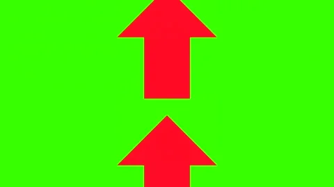 Red arrows are moving and pointing upward, background chromakey, green screen Stock Footage 333626875