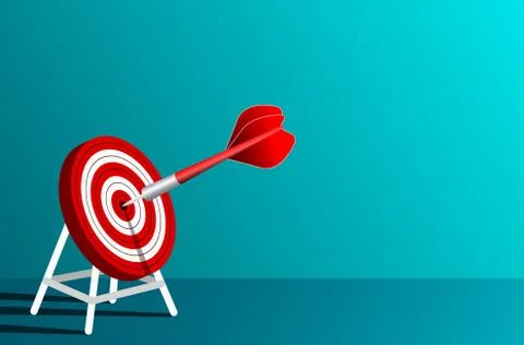 Red arrows darts in target circle. business success goal. on background blue. Stock Illustration