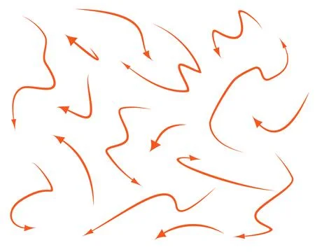 Red arrows design vector. Doodle marker hand drawn shapes. Stock Illustration