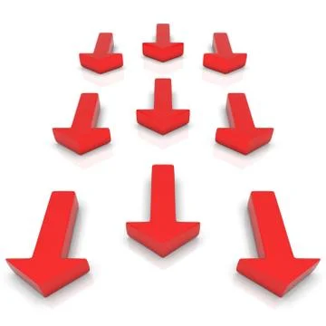 Red arrows directed to camera isolated on white Stock Illustration