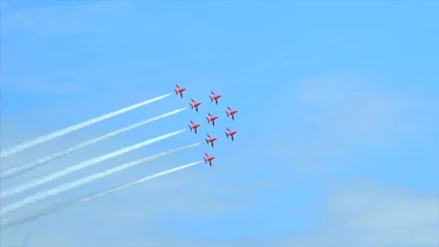 Red arrows display team in slow motion Stock Footage 77012568