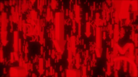 Red arrows drop with the Czech Koruna symbol (Kč) Stock-Footage 313995770
