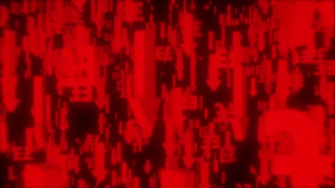 Red arrows fall with the Egyptian Pound symbol (E£ or ج.م) Stock Footage 313995911