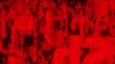 Red arrows fall with the Kenyan Shilling symbol (KSh) Video stock 313996921