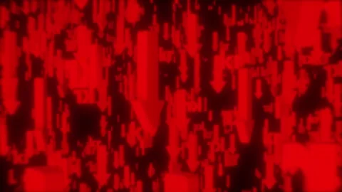 Red arrows fall with the Norwegian krone symbol (kr) Stock Footage 313997500