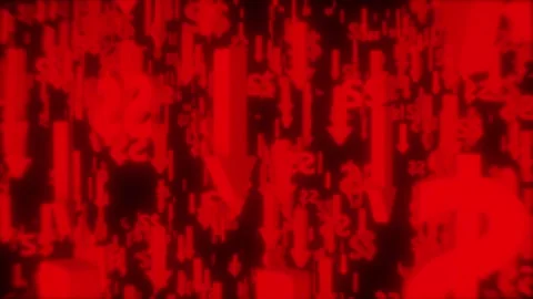 Red arrows fall with Singapore dollar symbols Stock Footage 313998095