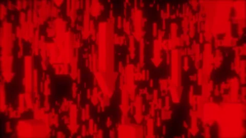 Red arrows fall with the Swedish krona symbol Stock Footage 313998253