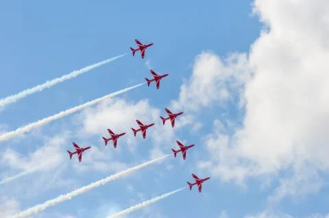 Red arrows formation Stock Photos