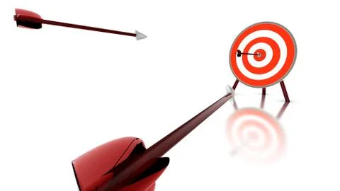 Red arrows hitting a target Illustrazione stock