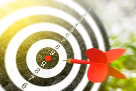 Red arrows hitting the target Stock Photos