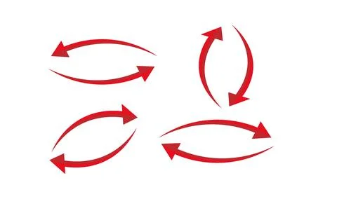Red arrows indicate direction and movement in graphic design Stock Illustration